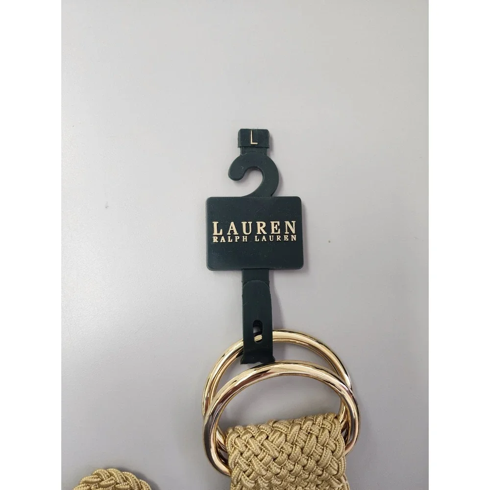 Lauren Ralph Lauren Belt Woven Weave Gold‎ D-Ring Adjustable Classic Style 43